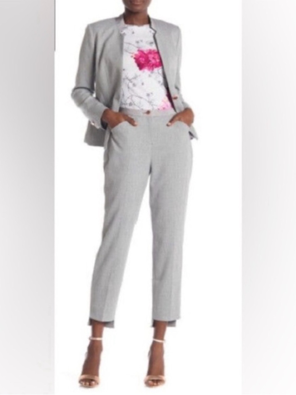 Ted Baker Light Gray Tailored Cropped Pants